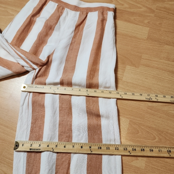 Madewell Linen Viscose Wideleg Pull On Crop Pants Rust White Stripe Small J2437 - Picture 9 of 15